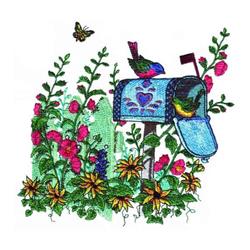 butterfly detailed machine embroidery - Floral Mailbox perfect for kitchen aprons