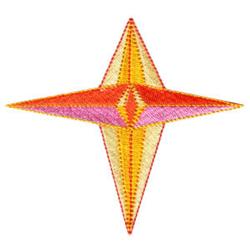 Geometric star shape in vibrant gradient colors of orange, pink, and yellow with sharp edges, perfect for modern decor.