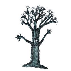 Detailed tree with textured trunk and intricate branches, showcasing artistic style and organic beauty.