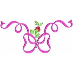 leaf detailed machine embroidery - Pink Bow Border perfect for kitchen tea towels