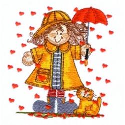 detailed valentine kitten machine embroidery pattern - Raining Hearts for Childrens Accessories