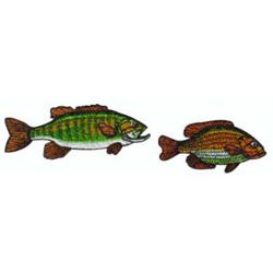 Colorful fish with intricate green scales and dark fins, accompanied by a smaller fish in vibrant hues.
