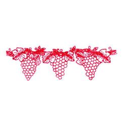Redwork grape clusters adorned with red grapes, overlapping green leaves, and decorative vines for a traditional look.