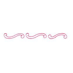 Redwork decorative swirls with three flowing curved lines in vibrant red, embodying a simple and elegant design.
