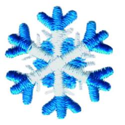 Colorful snowflake in vibrant blue and white threads, featuring intricate points, perfect for winter decor.