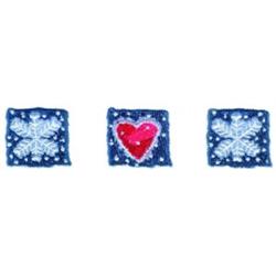 Snowflakes & Heart Border - 5x7 heart detailed embroidery design for patchwork quilt blocks