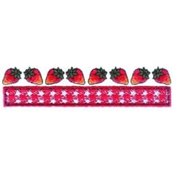 Whimsical strawberries with green leaves on a pink checkered pattern, perfect for summer vibes.
