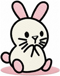 Cute bunny with a white body, pink ears, and gentle smile, perfect for Easter decor.