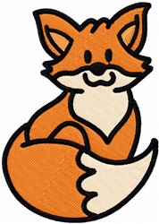Cartoon fox with vibrant orange fur and a white belly, boldly outlined for a playful touch.