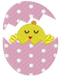 beginner-friendly spring bird machine embroidery pattern - Hatching Easter Egg for reusable tote bags