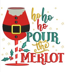 Pour The Merlot Embroidery Design | EmbroideryDesigns.com