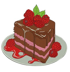 detailed leaf machine embroidery pattern - Raspberry Chocolate Cake for kitchen tea towels