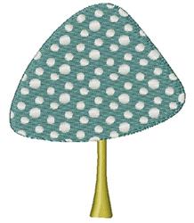 Playful tree with a triangular canopy of white polka dots on teal, featuring a vibrant yellow trunk.