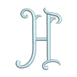 Classic Script H - 4x4 script quick stitch embroidery design for kitchen tea towels