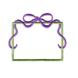 beginner-friendly bow machine embroidery pattern - Label and frame - rectangular with a bow for kitchen tea towels