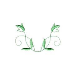 Quilting design featuring a leafy vine with intricate green leaves and delicate swirls, creating a whimsical look.