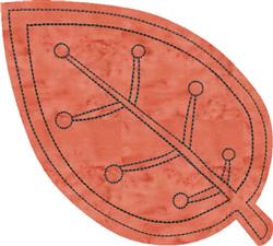 Applique leaf in bold red with sleek black outlines, featuring decorative lines for a modern, stylish look.