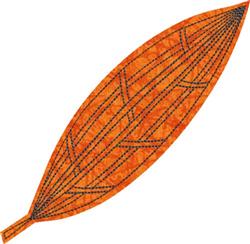 Applique leaf in vibrant orange with intricate vein detailing, perfect for fall decorations.