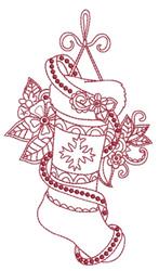 leaf redwork machine embroidery - Beaded Redwork Stocking for kitchen tea towels