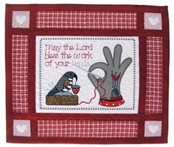 detailed work machine embroidery pattern - Bless The Work for decorative pillow covers