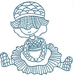 Bluework Crochet Sue - 4x4 sue redwork machine embroidery design for Garden Aprons