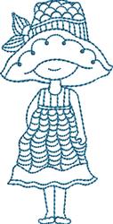 beginner-friendly spring sue redwork machine embroidery pattern - Bluework Crochet Sue for Summer Bags
