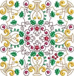 leaf detailed machine embroidery - Christmas Pattern Blocks for kitchen tea towels