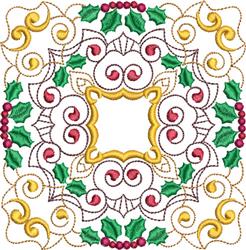 leaf detailed machine embroidery - Christmas Pattern Blocks for kitchen tea towels