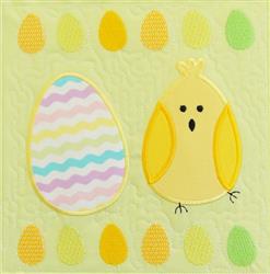 detailed easter Easter eggs machine embroidery pattern - Easter Egg & Chick Quilt Block 2 for reusable tote bags