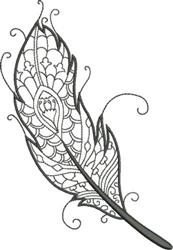 Intricate feather with elegant curvy lines and decorative patterns, showcasing exquisite craftsmanship.