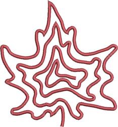 ITH maple leaf design featuring a modern red outline and flowing curves, perfect for autumn themes.