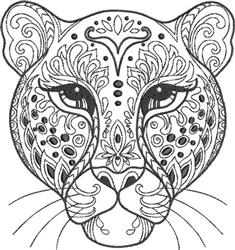 Leopard Art - 6x10 art redwork machine embroidery design for decorative pillow covers