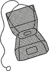 Simple mesh bag in black outline, upright with string, showcasing a netting pattern design.