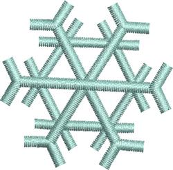 Redwork snowflake in light blue featuring geometric patterns, clean lines, ideal for winter décor.