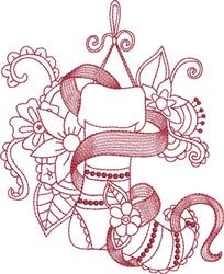 leaf redwork machine embroidery - Redwork Stocking perfect for reusable tote bags