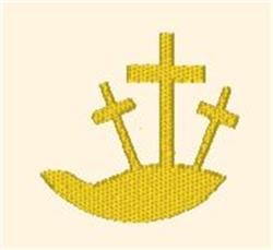 Three Crosses - 4x4 cross quick stitch embroidery design for Religious Apparel