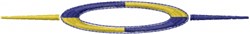 Modern abstract circular design with pointed ends in vibrant purple and yellow hues, emphasizing contrast and clean lines.