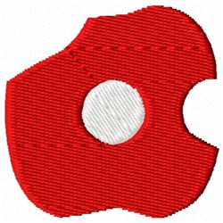 Abstract red shape with a white center features a smooth outline and textured stitching, perfect for modern textiles.