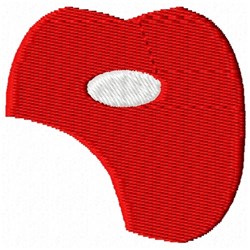 Applique abstract shape in vibrant red with a white oval cutout and smooth finish, showcasing modern minimalist style.