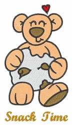 Light brown bear holding a chocolate chip cookie with a heart above in a playful cartoon style.