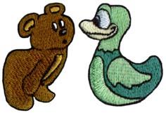 beginner-friendly bear machine embroidery pattern - Bear & Duck for decorative pillow covers
