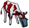 beginner-friendly drinking machine embroidery pattern - Calf Drinking for kitchen tea towels
