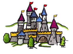 detailed castle machine embroidery pattern - Castle for decorative pillow covers