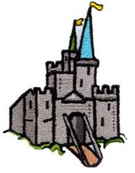 castle detailed machine digital embroidery - Castle perfect for reusable tote bags