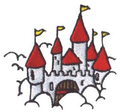 Castle - 4x4 castle detailed machine embroidery design perfect for kitchen tea towels