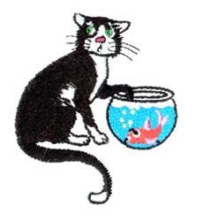 beginner-friendly kitten machine embroidery pattern - Cat perfect for kitchen aprons
