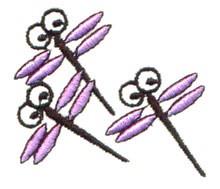 quick stitch dragonflie machine embroidery pattern - Comic Dragonflies for decorative pillow covers
