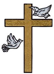 beginner-friendly bird machine embroidery pattern - Cross & Doves for Religious Apparel