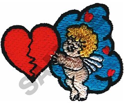 beginner-friendly valentine angel machine embroidery pattern - CUPID for patchwork quilt blocks
