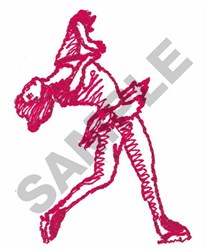 Stylized female figure in a dynamic dance pose, outlined in bold pink, showcasing vibrant simplicity.